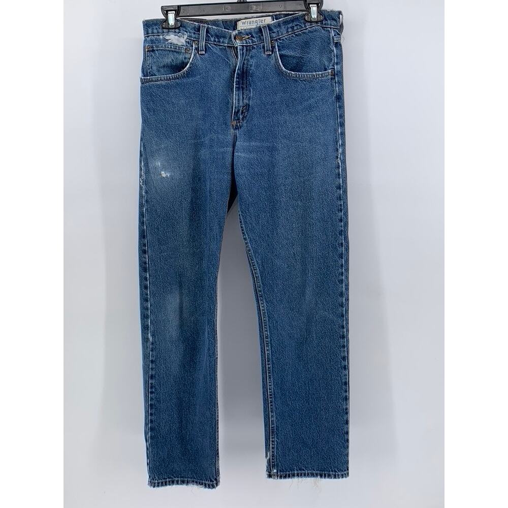 WRANGLER Men's Blue Vintage Distressed Regular-Fit Jeans SZ 33X30
